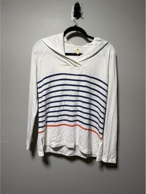 Sundry Stripes Marine Hoodie White 1 Coastal Beach Vacation NWT